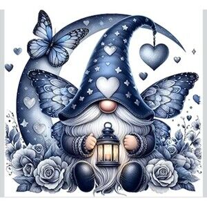 5D Gnome and Butterfly Diamond Painting Kit for Adults 11.81 X 11.81